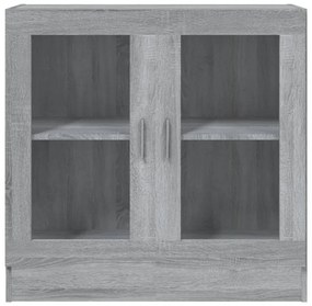 szürke sonoma színű szerelt fa vitrinszekrény 82,5x30,5x80 cm