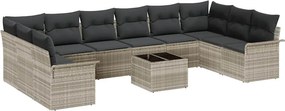 vidaXL Kerti Kanapé Szett párnával 11 pcs Világosszürke Poli rattan
