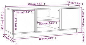 tömör fenyőfa TV-szekrény 110 x 35 x 40,5 cm