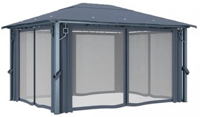 antracit alumíniumpavilon függönnyel/LED fényfüzérrel 4 x 3 m