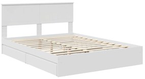 vidaXL Ágykeret fiókkal fejtámlával Fehér 150 x 200 cm Faanyag