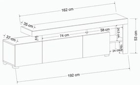 Design TV asztal Calissa 192 cm antracit