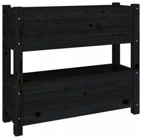 fekete tömör fenyőfa növénytartó 77x25x66 cm
