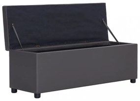 szürke műbőr pad tárolórekesszel 116 cm