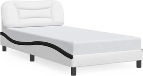 vidaXL fehér és fekete műbőr ágykeret matrac nélkül Hvar 100x200 cm