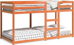 vidaXL viaszbarna tömör fenyőfa emeletes ágy 90x200 cm