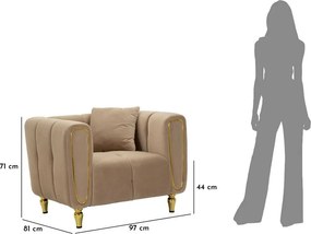 Szürkésbarna bársony fotel Alma – Mauro Ferretti