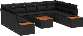 vidaXL Kerti Kanapé Szett párnával tárolóval 5 pcs Fekete Polyrattan