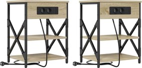 vidaXL Éjjeliszekrény 2 pcs Sonoma tölgy 41 x 31 x 51 cm Faanyag