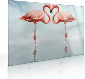 Két flamingó képe (üvegen) (70x50 cm)