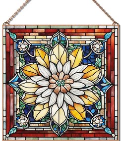 Stained-Glass-Flower-7 üvegkép, falikép