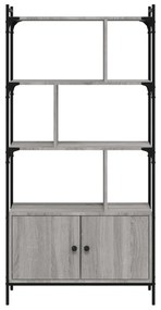 szürke sonoma szerelt fa könyvespolc ajtókkal 76,5x30x154,5 cm