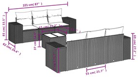 7 részes bézs polyrattan kerti ülőgarnitúra párnákkal