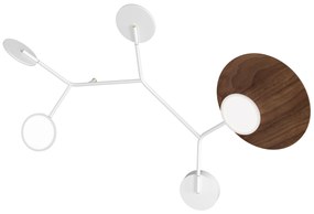 Ballon 5 B fali lámpa, többféle változatban - TUNTO Modell: fehér keret és burkolat, diófa rétegelt lemez panel