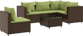 vidaXL 6 részes barna polyrattan kerti ülőgarnitúra párnákkal