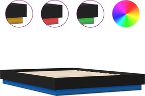 vidaXL fekete ágykeret LED-es matrac nélkül 150 x 200 cm