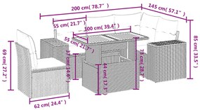 6 részes szürke polyrattan kerti ülőgarnitúra párnákkal