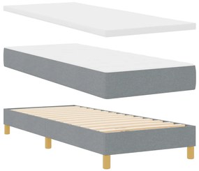 Boxspring ágy matraccal, világosszürke, 80 x 200 cm, szövet