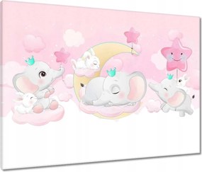 Vászonkép 80x60 Elefánt- és nyúlcsalád