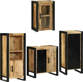 vidaXL Fürdőszoba bútor szett polcokkal 4 pcs Barna Szilárd Mangófába