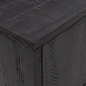 fekete tömör fenyőfa TV-szekrény 110x35x48 cm