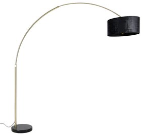 Ív lámpa sárgarézből fekete szövet árnyékolóval, fekete 50 cm - XXL