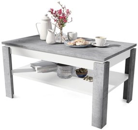 Átalakítható konferenciasztal emelhető lappal és polccal ADEN szürke beton/fehér