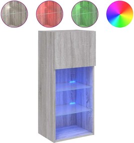 vidaXL szürke sonoma színű TV-szekrény LED-lámpákkal 40,5x30x90 cm