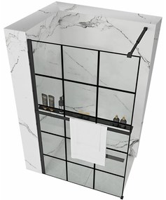 Rea Bler 1, zuhanykabin 100x195 cm, 8mm átlátszó üveg, fekete profil + polc és törölközőtartó EVO, 40874