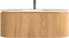 AREZZO design SELINA 120 cm-es ovális alsószekrény solid surface mosdóval, tölgy