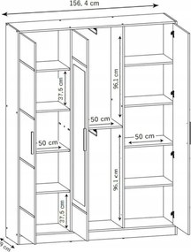 Eden 3D Gardróbszekrény 156,4cm, Fehér