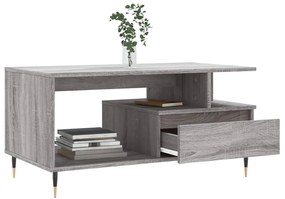 Szürke sonoma szerelt fa dohányzóasztal 90x49x45 cm
