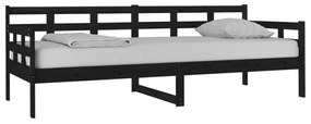 fekete tömör fenyőfa kanapéágy 80x200 cm