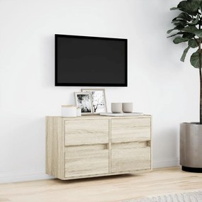 sonoma tölgy színű fali TV-szekrény LED-ekkel 80x31x45 cm