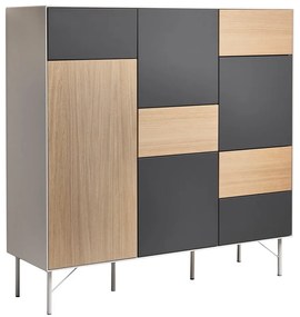 Antracitszürke-natúr színű magas komód tölgyfa dekorral 136x133 cm Edge by Hammel – Hammel Furniture