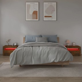 2 db füstös tölgy színű éjjeliszekrény LED-ekkel 60x35x40 cm