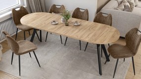 Mazzoni Ovális bővíthető ALMO asztal Craft Arany Tölgy / fekete lábakkal
