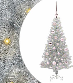 vidaXL Karácsonyfa 150 LED-del állvánnyal Ezüst 120 cm PET