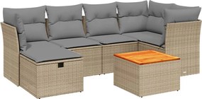 vidaXL 7 részes vegyes bézs polyrattan kerti ülőgarnitúra párnákkal