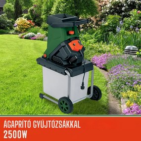 CHIP kerti aprítógép/daráló 50 literes gyűjtőtartállyal, 3100W fekete/zöld Gardebruk