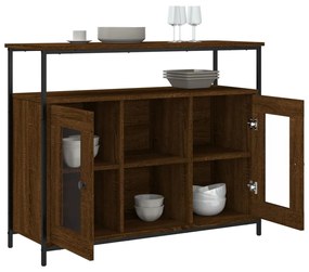 barna tölgy színű szerelt fa tálalószekrény 100 x 35 x 80 cm
