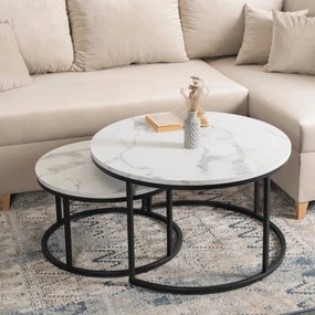 Dohányzóasztal Szett, Fehér Márvány DAFNE MAX