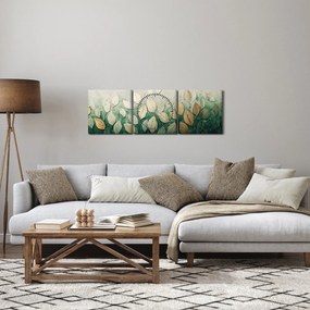Kép - Arany-zöld levelek (órával) (90x30 cm)