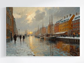 Canvas Vászonkép Dánia Koppenhága Nyhavn Kikötő Hajó Vízpart 120x80