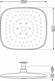 Mexen kiegészítők, zuhanyfej 23 x 23 cm D-33, fehér-króm, 79733-02