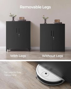 Iratszekrény, többfunkciós garázsszekrény, irodai szekrény 2 ajtóval fekete színben