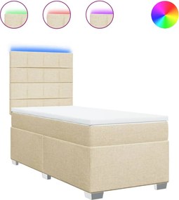 vidaXL krémszínű szövet rugós ágy matraccal 90 x 200 cm