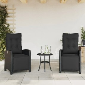 vidaXL 2 db fekete polyrattan dönthető kerti szék lábtartóval