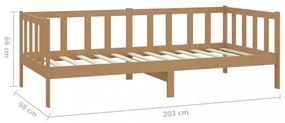 mézbarna tömör fenyőfa dívány matraccal 90 x 200 cm