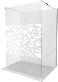 Mexen Kioto, átmenő zuhany paraván 110 x 200 cm, 8mm átlátszó / fehér üvegminta, 2x króm stabilizáló távtartó, 800-110-002-01-85